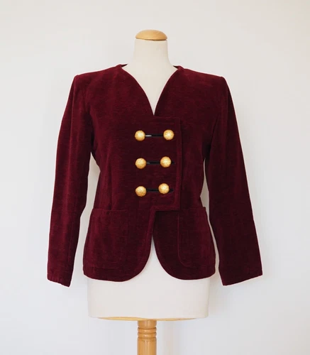 Yves Saint Laurent * Vintage dark red blazer goldtone buttons Size FR 42 USA 10