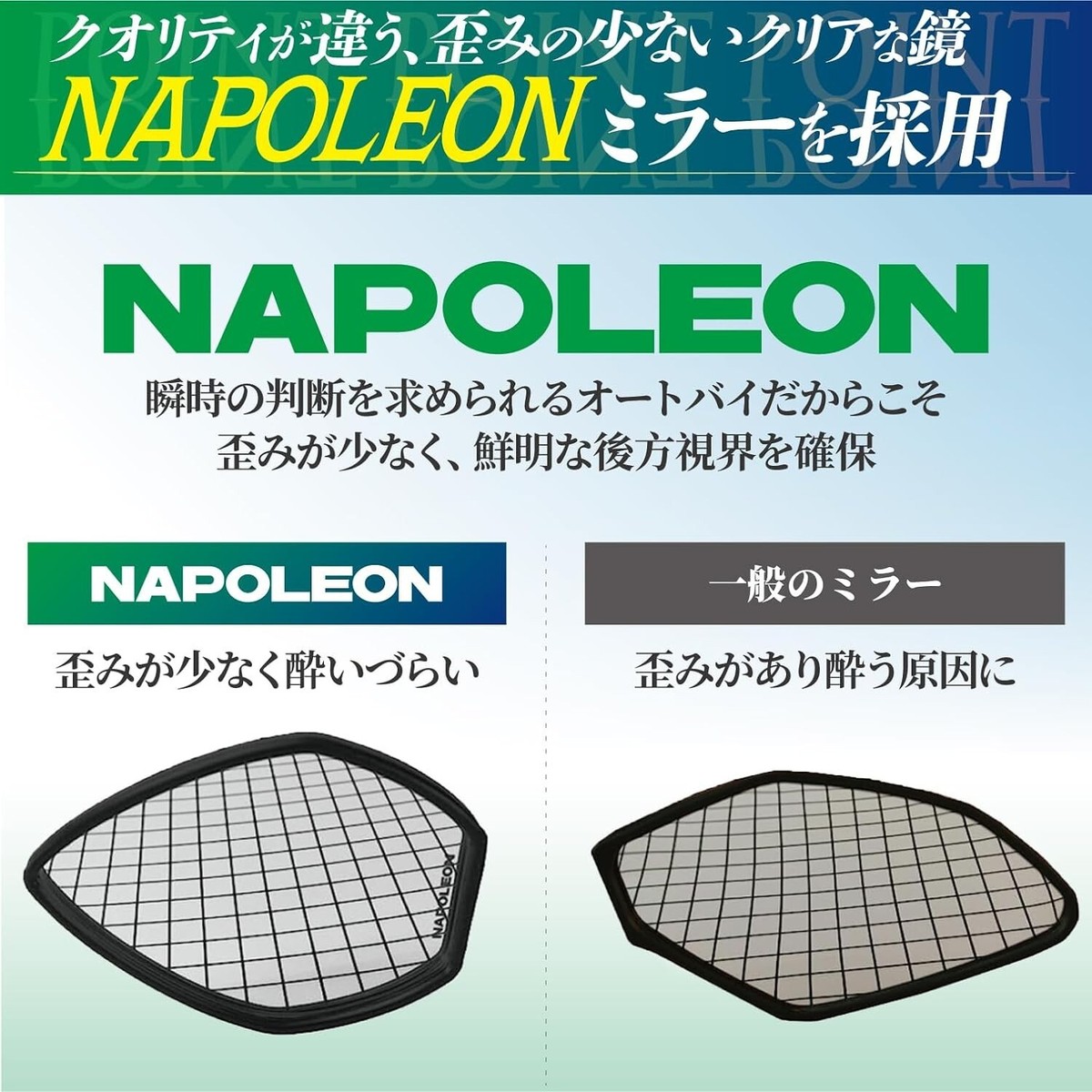 パーツ NAPOLEON SHARK MIRROR 3 Tanax Motorcycle Mirror, Napoleon Shark Mirror 3, Black