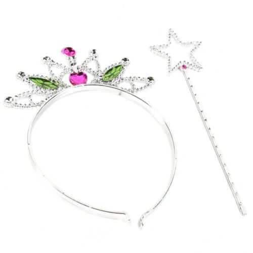 PRINCESS WAND & TIARA Plastic Girls Fairy Tale Queen Crown Fancy Dress Up Set - Picture 4 of 9