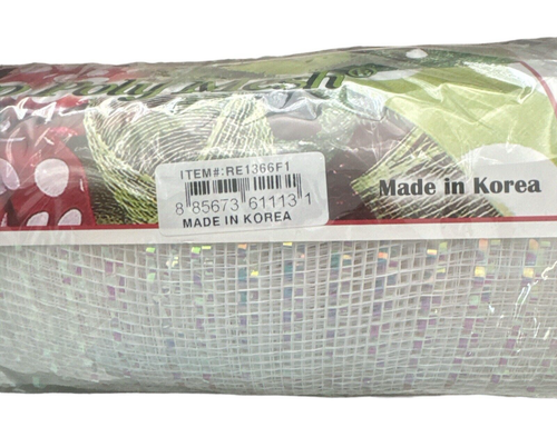 Poly Deco Mesh Wide Foil Iridescent White 10: x 10 Yards - Picture 4 of 6