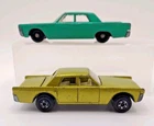 Lincoln Continental x2  Lesney Matchbox #31  green, blue  Superfast, std wheels