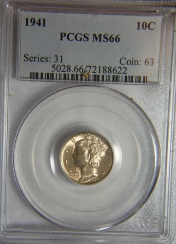 1941 Mercury Silver Dime - PCGS MS66