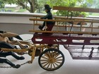 EARLY 1900's  CAST IRON HORSE DRAWN FIRE ENGINE / LADDER TRUCK PULL TOY — photo 5