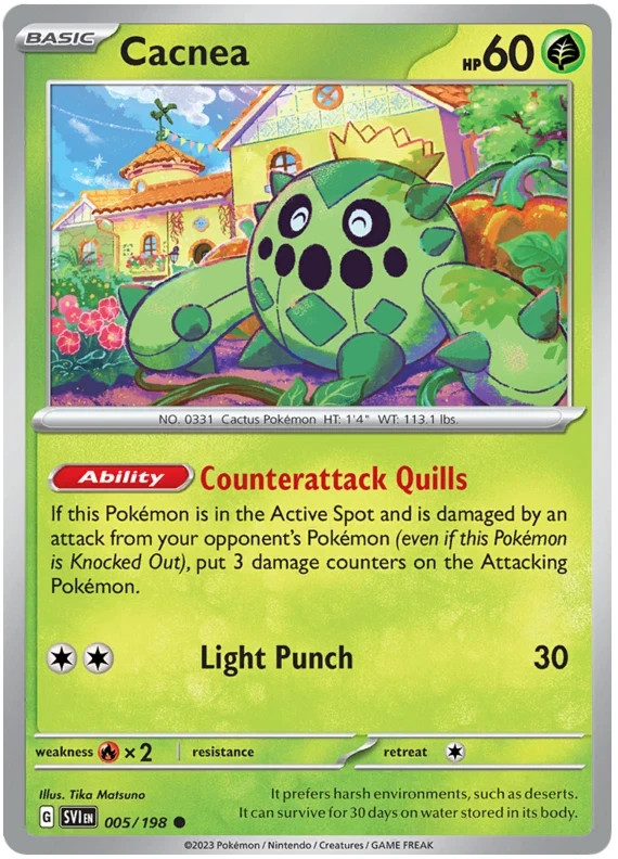 POKEMON SCARLET & VIOLET BASE CACNEA 005/198 PACK FRESH