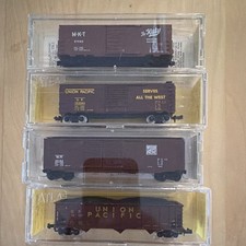 Micro-Trains Atlas N Scale 1:160 4pc Mixed Lot Box Cars UP Magnetic Couplers
