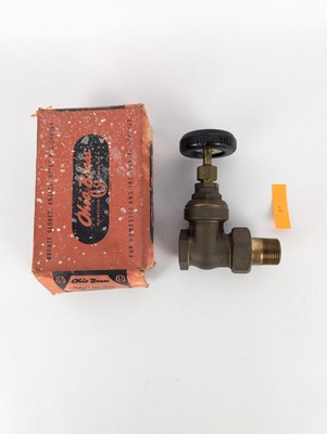 Antique Ohio Brass Co. 3/4'' Radiator Gate Valve With Union No. 5000 Old Stock 2