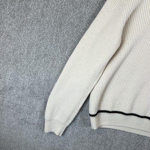 Fred Perry Jumper Mens Extra Large White Wool Cricket Knit Sweater Ribbed Mods - Picture 5 of 13