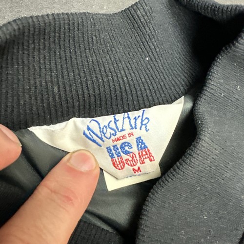NWOT Vintage Black Chevy The Heartbeat Of America Satin Bomber Jacket M USA Made - Picture 2 of 7