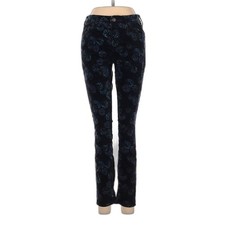 Pilcro Anthropologie Script Velvet Skinny Blue Black Floral Cotton Pants Sz 4