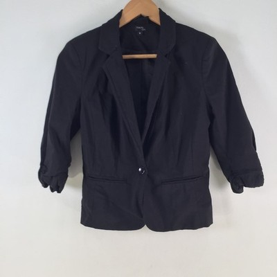 Tokito blazer jacket womens size 8 black 3/4 sleeve viscose blend 126833