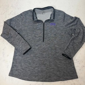 Nike Golf TCU Pullover Womens XXL Gray Dri-FIT Quarter Zip Space Dye Excellent