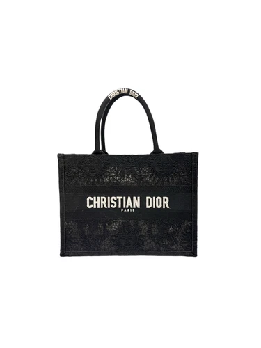 Sac fourre tout livre Dior Toudou Jui Soleil broderie macramé noir moyen M1296ZECY