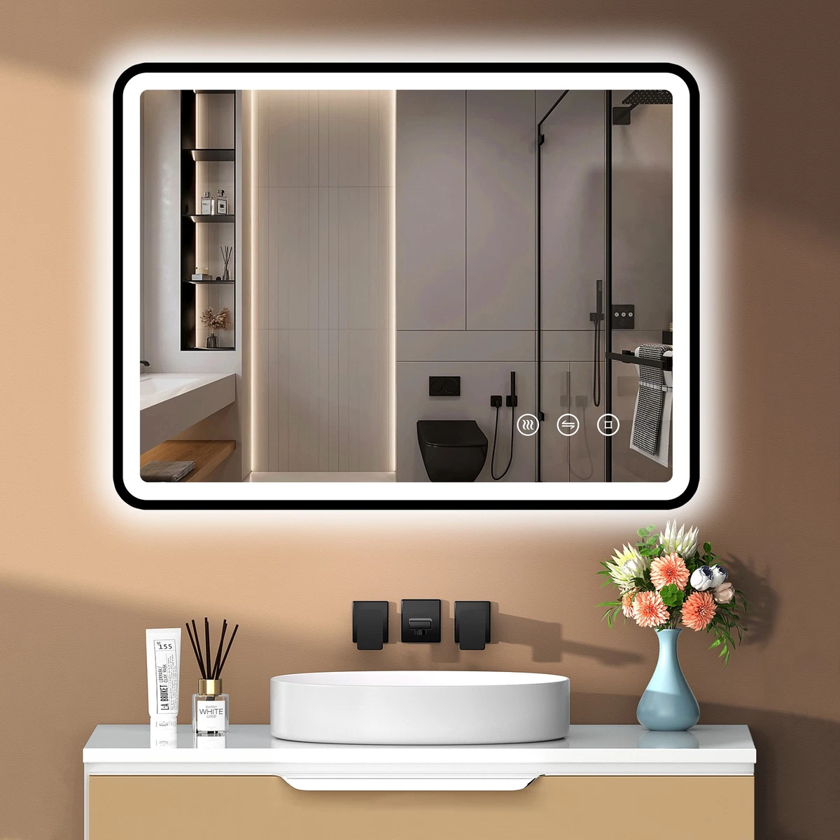 LED Badezimmerspiegel mit Beleuchtung Bad Badspiegel Wandspiegel Dimmbar IP44