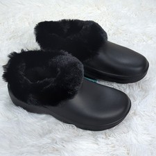 Women's Totes Bailey Plush Clog Slippers Black Size 9
