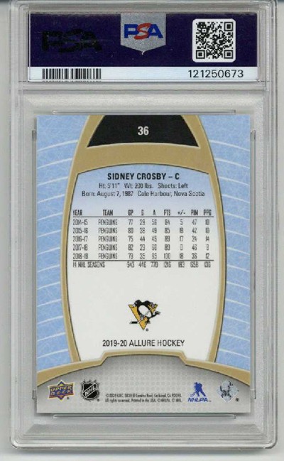 2019 UPPER DECK ALLURE #36 SIDNEY CROSBY CARD PENGUINS PSA 10 LOW POP VERY RARE view 2