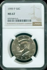 1999-P Kennedy Half Dollar NGC MS67 Clad Uncirculated 50c