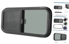 Horizontal RV Window, 42" W x2" H Tinted Sliding RV Window with Net 42x12in 1