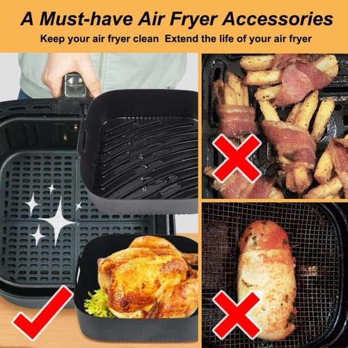 BYKITCHEN Air Fryer Silikoneinsatz, 2 Stück 9 Zoll Extra Große Luft (PACKUNG GEÖFFNET) - Bild 4 von 7