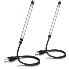 2 Pcs USB LED Flexible Stick Lamp for Laptop Keyboard Gooseneck Computer Light