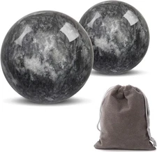 Traditional Chinese Baoding Balls, Marble Health Small-1.38", Dark Grey 