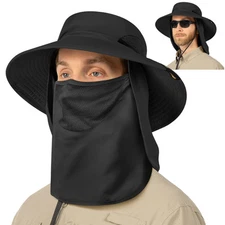 Men Women UV Protection Sun Hats Neck Face Flap Cap Wide Brim Fishing Bucket Hat