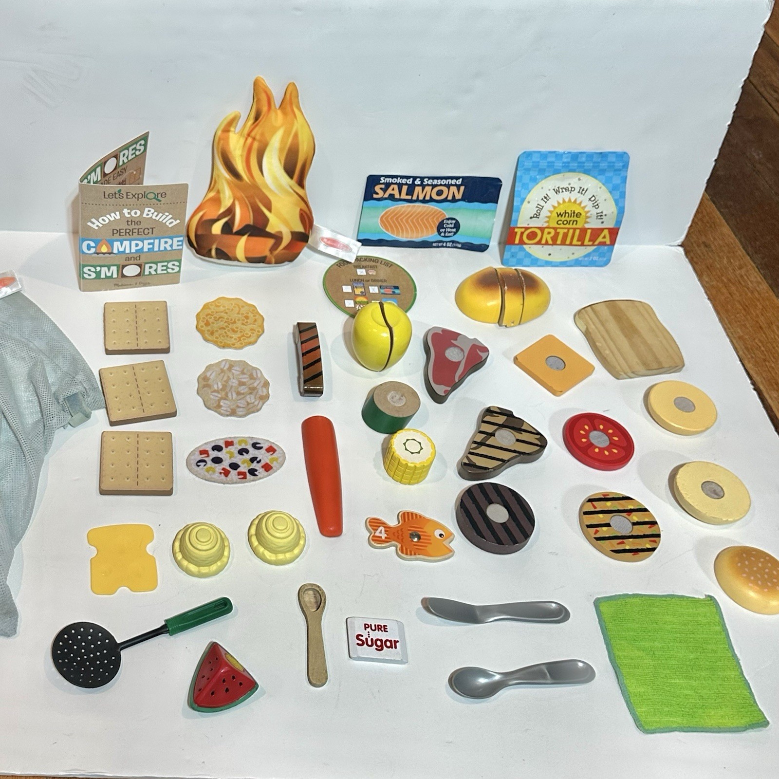 Melissa & Doug Food Play Set Wooden Pieces Mixed Lot Of 42 Food Smores Ice Cream