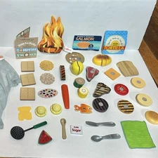 Melissa & Doug Food Play Set Wooden Pieces Mixed Lot Of 42 Food Smores Ice Cream