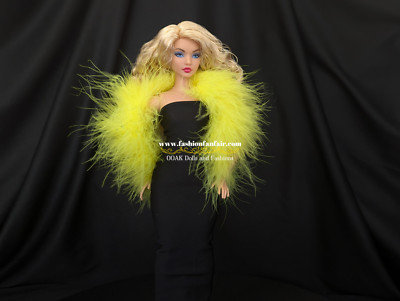 Bright Yellow Feather Boa Handmade 4 Barbie Wrap Clothes Fashionista FR MTM 2.5W
