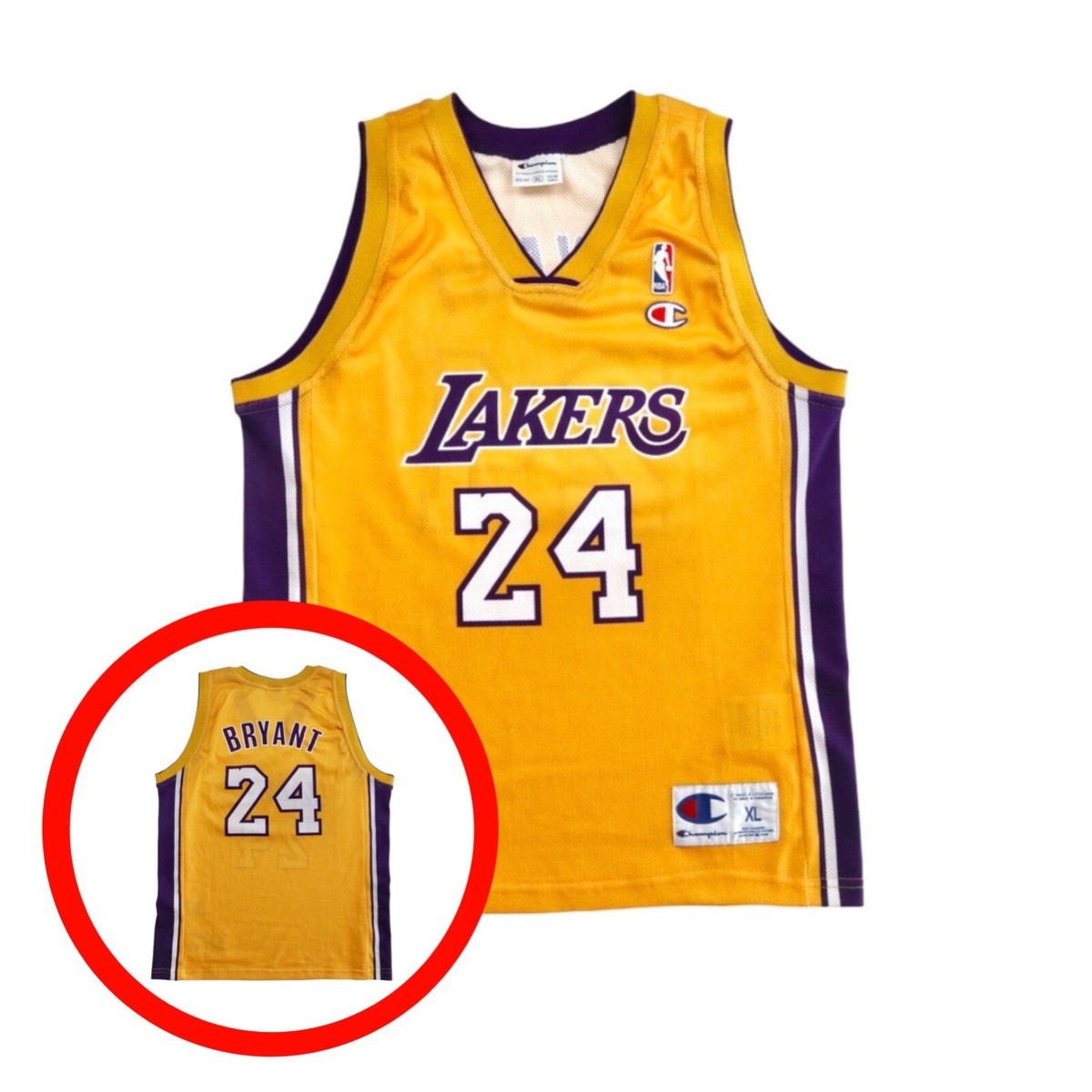 LA LAKERS NBA 2000s Kobe Bryant Champion Basketball Shirt YXL Boys