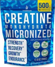 Creatine Monohydrate Micronized Powder 500g (1.1lb) Unflawored Muscle Supplement