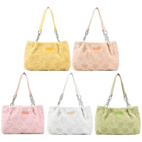 Women's Plush Bear Shoulder Bag – Cute Tote Handbag, Beige, Large Capacity For Shopping & Dating