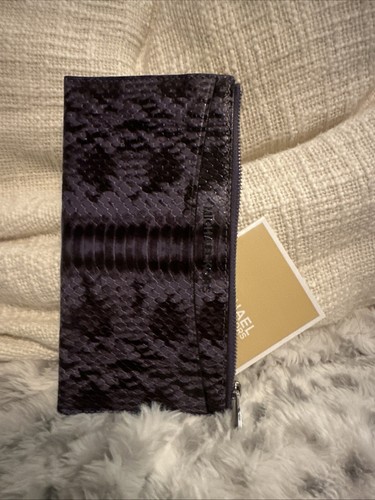 NEW MICHAEL KORS JET SET PURPLE PYTHON EMBOSSD LEATHER ZIP Skinny ,WALLET - Picture 3 of 4