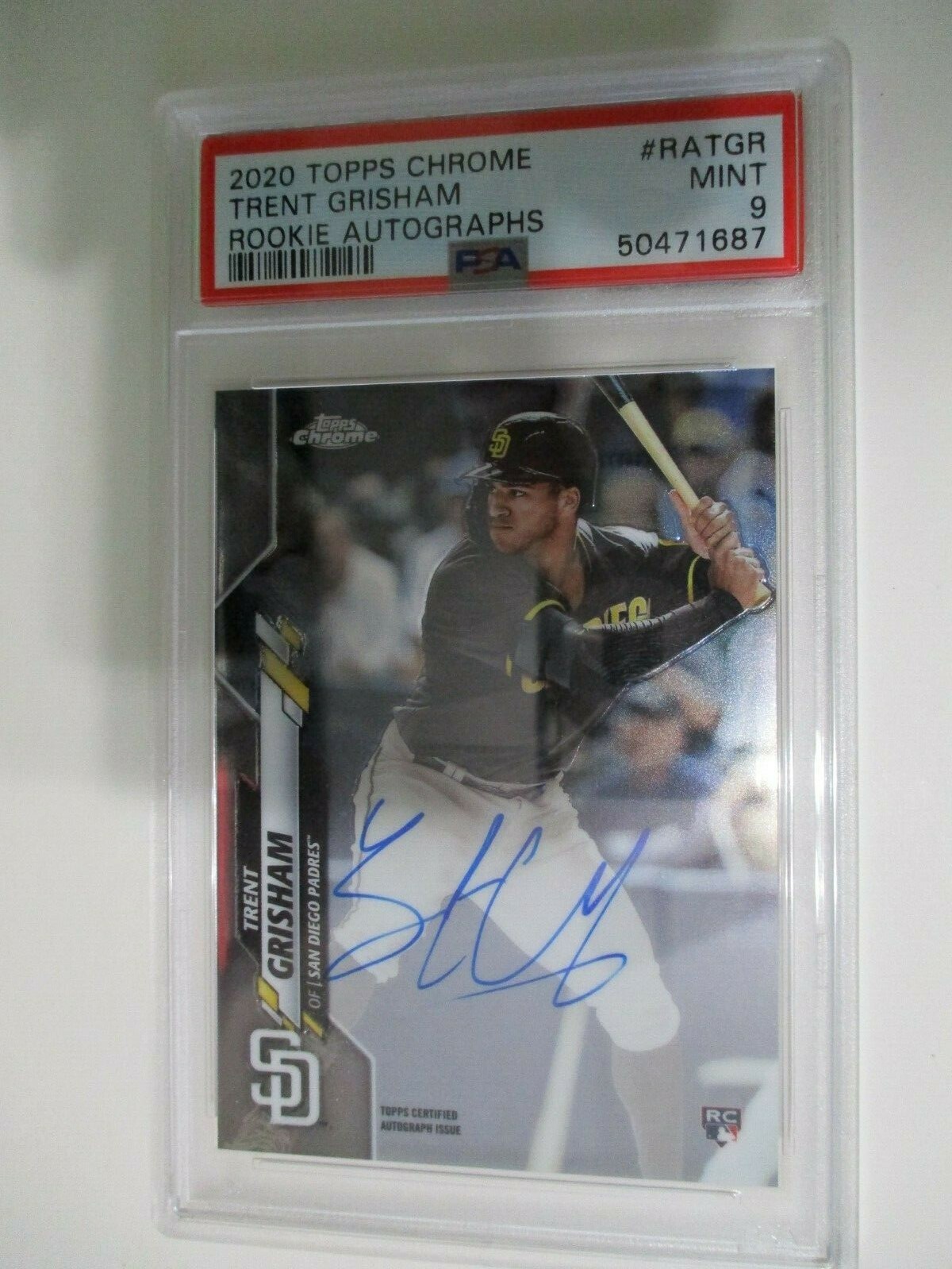 TRENT GRISHAM 2020 Topps Chrome AUTO #RATGR PSA MINT 9 RC Padres