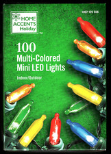Home Accents 100 LED Multi Colored Mini Lights INDOOR/OUTDOOR Green Wire