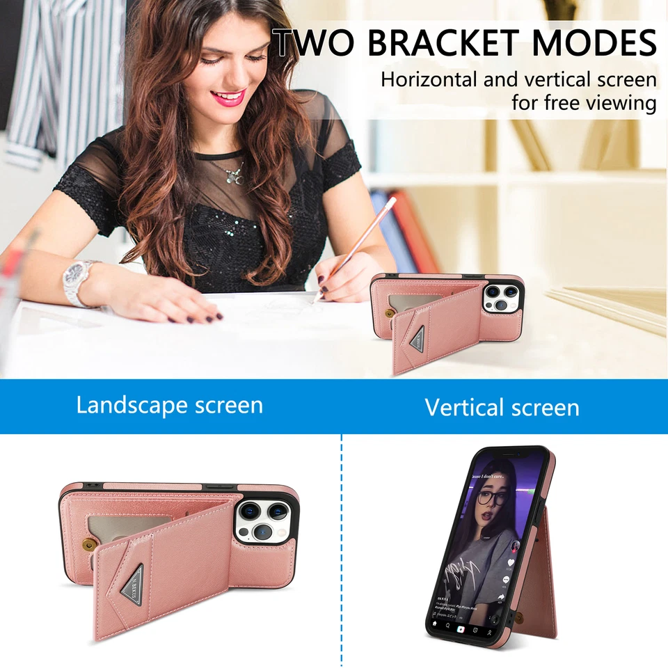 Funda tipo billetera a prueba de golpes con soporte para ranura para tarjeta para iPhone 12 13 14 16 Pro Max 15 Foto 4 de 4