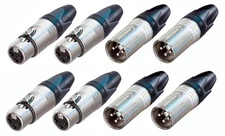 (4 EACH) NEUTRIK NC3MXX 3-Pin XLRM & NC3FXX 3-Pin XLRF Cable Mount - Nickel