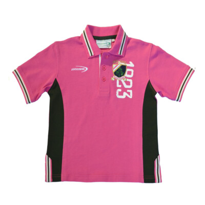 Girls Irish Rugby Shirt Pink 100% Cotton Shamrock Crest 1823 Polo