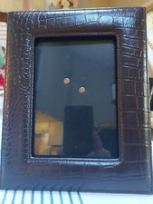  BROWN Faux Leather FREE STANDING PICTURE OR WALL FRAME HOLDS 4 .5"x 6.5" PHOTO 