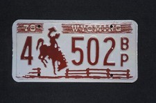 1978 Wyoming Cowboy Horse Fence Brown License Plate Random Numbers