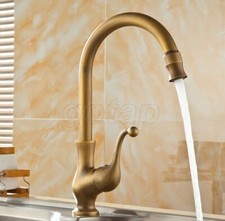 Antique Brass Single Handle 360 Swivel Spout Kitchen Sink Basin Faucet Mixer Tap