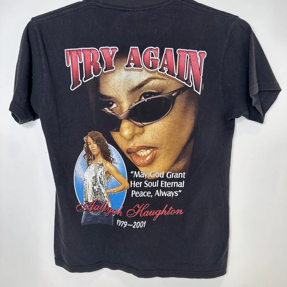 Camiseta de rap vintage 2001 Aaliyah 'Try Again' Memorial RIP talla M Foto 2 de 4