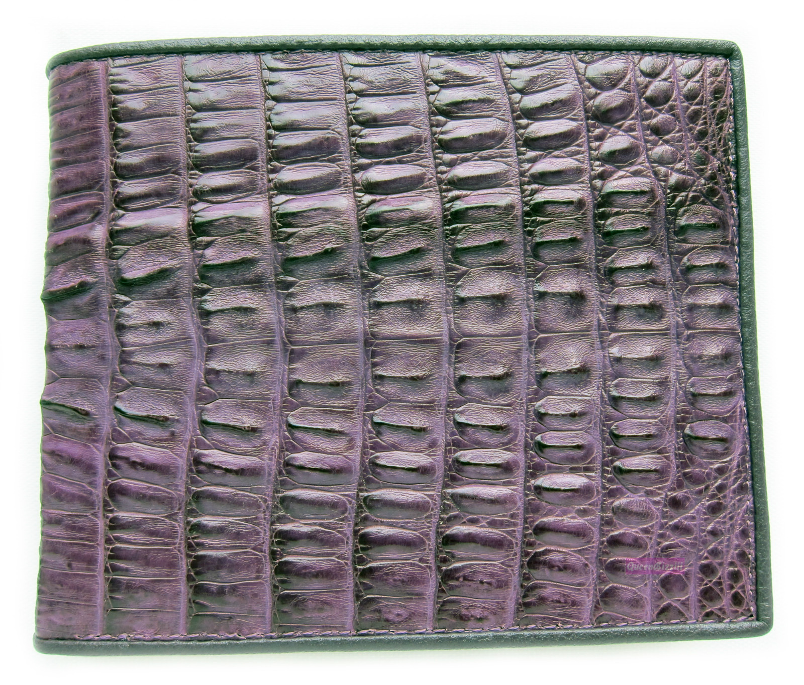 GENUINE CROCODILE ALLIGATOR TAIL PURPLE SKIN LEATHER MEN'S CLASSIC BIFOLD WALLET image 5