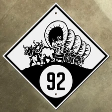 Nebraska route 92 highway marker road sign shield 1927 Conestoga wagon oxen 12"