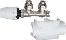 Heimeier Multilux Set Weiss Chrom Mittelanschluss für Badheizkörper Eck