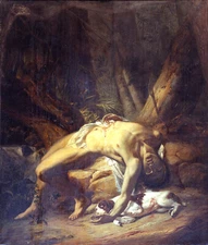 oil painting "A young traveler was murdered and robbed by robbers "