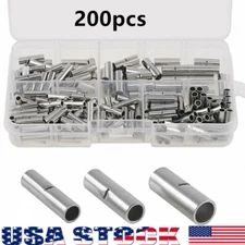 200Pcs Copper Bare Wire Splice Terminals Uninsulated Ferrules Crimp Connectors