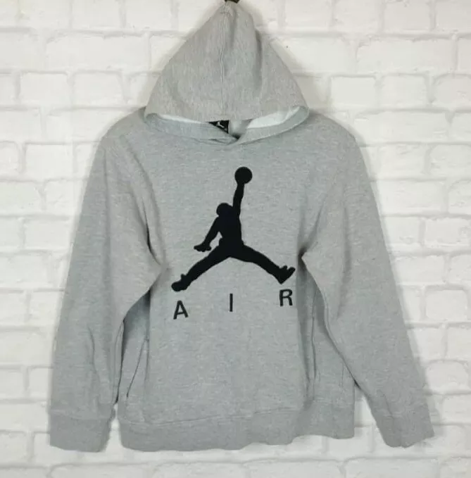 VTG RETRO GREY NIKE AIR JORDAN JUMPMAN SPORTS HOODIE SWEATER JUMPER SWEATSHIRT
