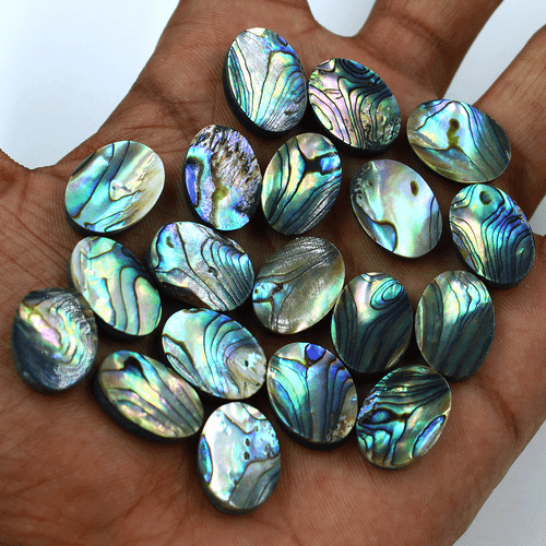 Lote de 19 piedras preciosas calibradas cabujón ovalado de grado superior de abulón natural de 18 mm x 13 mm - Imagen 3 de 15