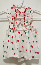 Stella McCartney Baby Size 6 M White Strawberry-Print Ruffled Dress Perfect Cond