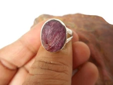 Oval  RUBY   Sterling  Silver  925  Gemstone   RING  -  Size: L